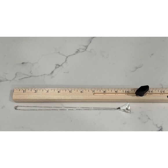 Vintage Sterling Silver Necklace Clear Lucite Pendant Modernist Art Deco Style - Picture 2 of 7